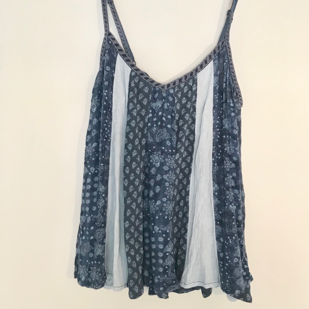 Blue American Eagle Striped Paisley Cami Top